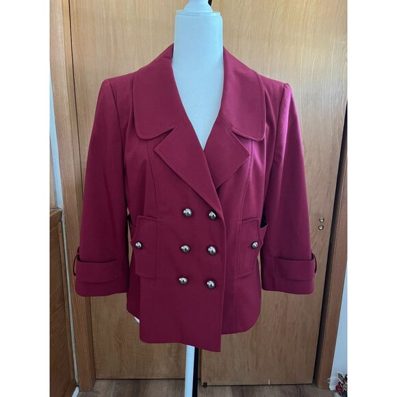 EUC Vintage Red Double-Breasted Blazer Apt. 9 Stretch - Picture 1 of 6